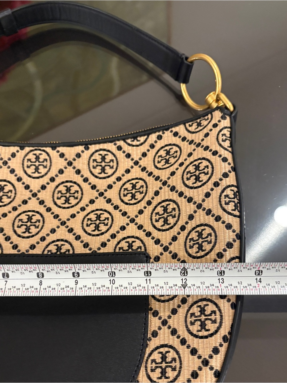 Tory Burch Raffia Woven Logo Half Moon Purse Shoulder Bag - Picture 11 of 13
